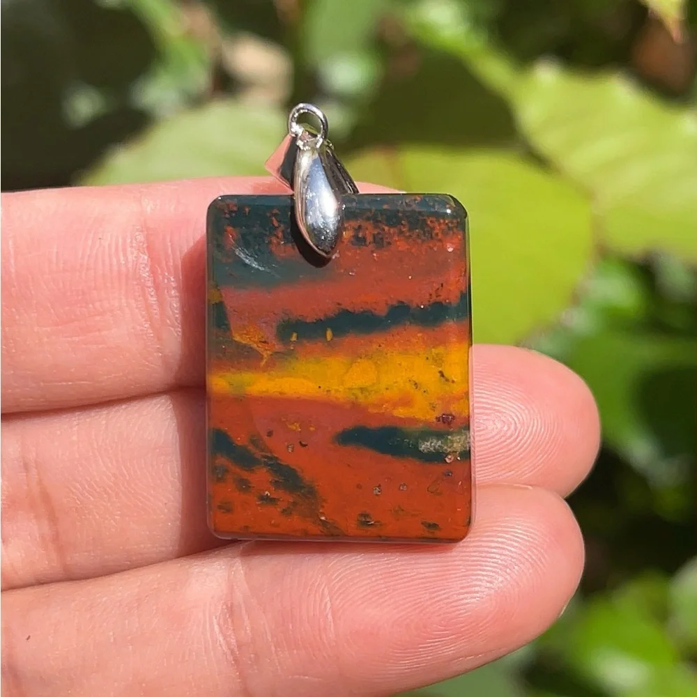 Multicolor Rectangular Pendant Necklace - Picture 2 of 5